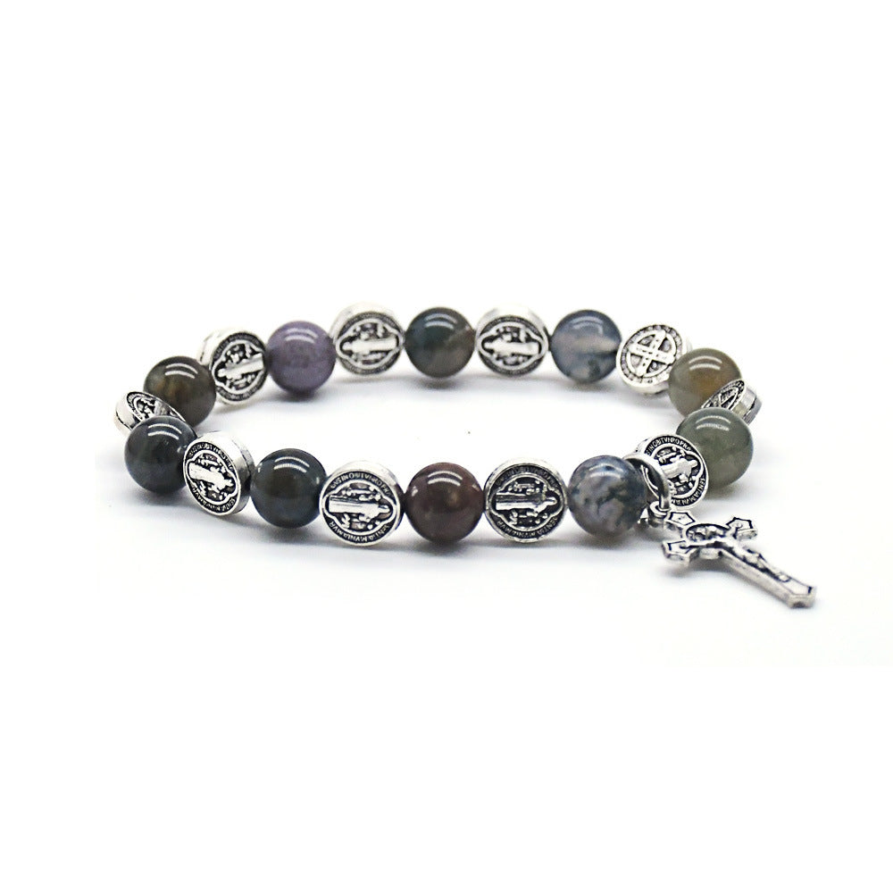 Natural Biblical Stone Agate Rosary Bracelet - image 3