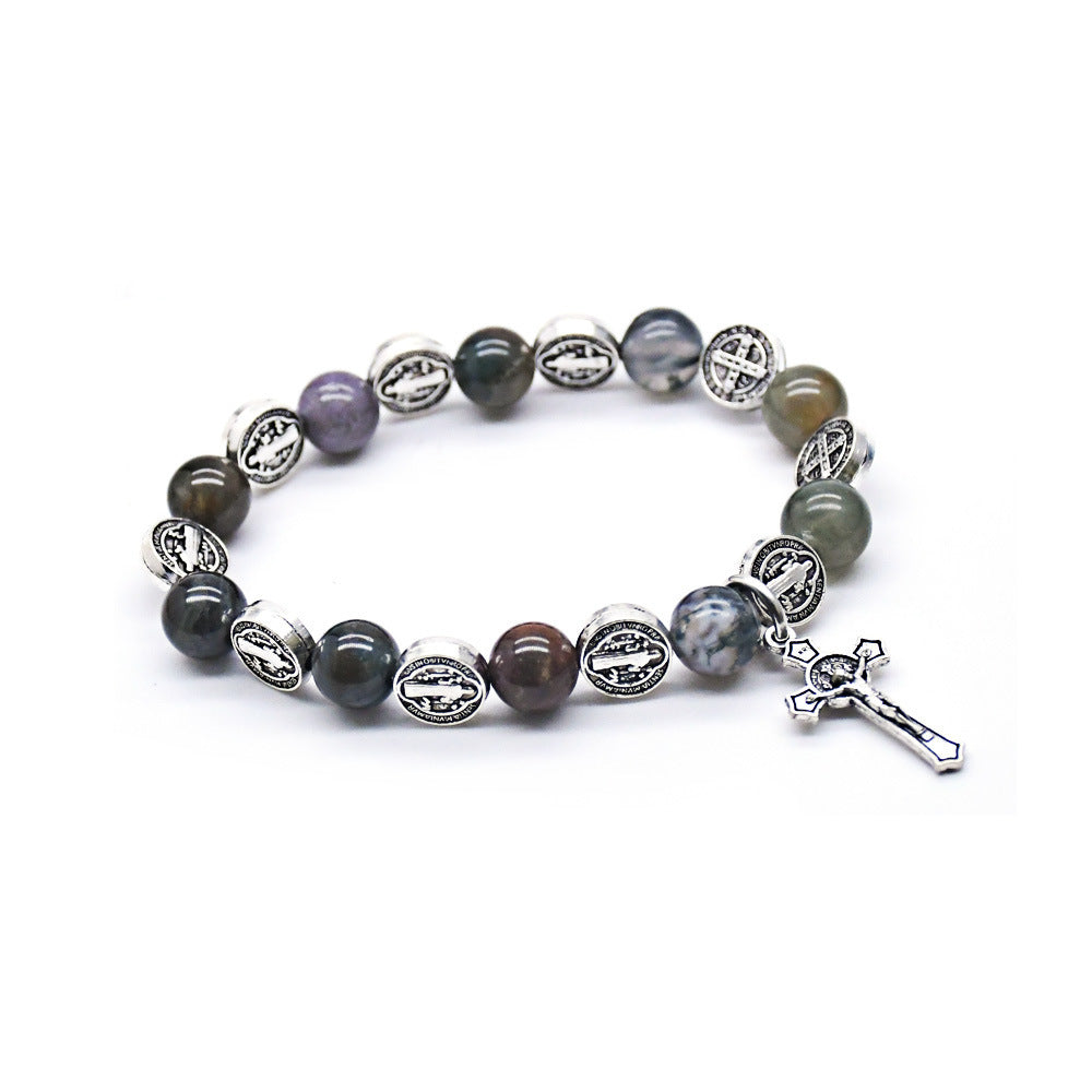 Natural Biblical Stone Agate Rosary Bracelet - image 2