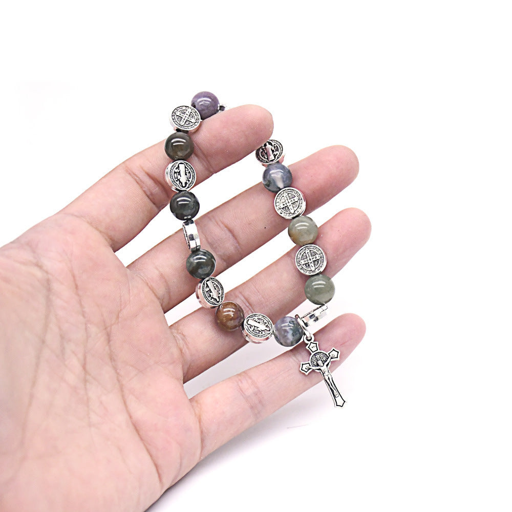 Natural Biblical Stone Agate Rosary Bracelet - image 5