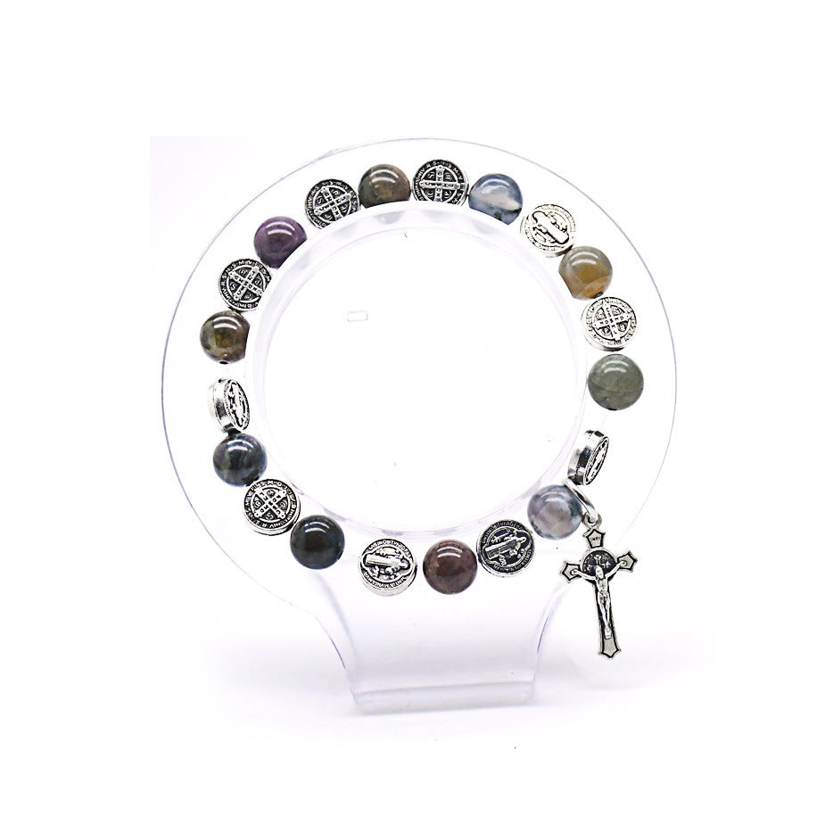 Natural Biblical Stone Agate Rosary Bracelet - image 4