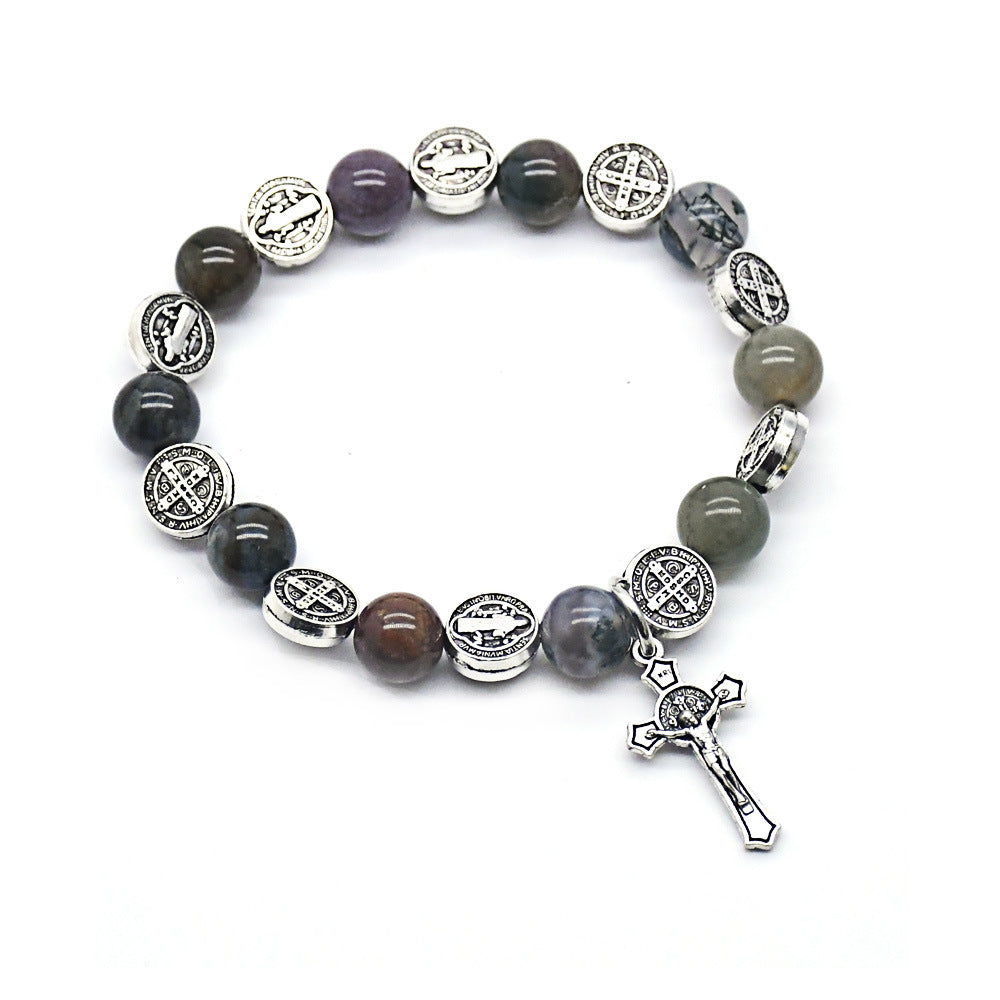 Natural Biblical Stone Agate Rosary Bracelet - 1 - image 1