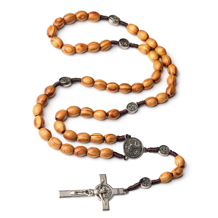 St. Benedict Natural Olive Wood Rosary with Crucifix - image 5