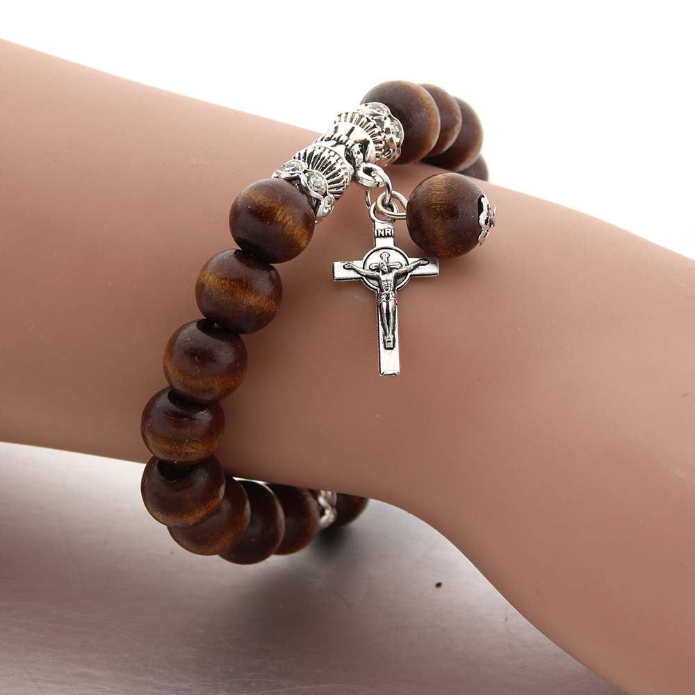 Christianartworkshop Handmade Wooden Bead  Jesus Cross Bracelet - image 2