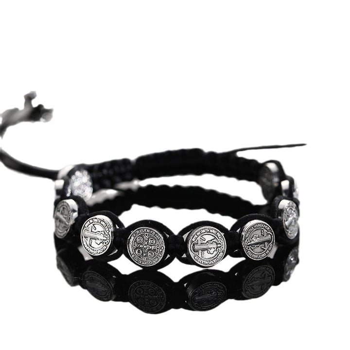 St. Benedict Alloy Woven Rosary Adjustable Bracelet - St. Benedict - image 2