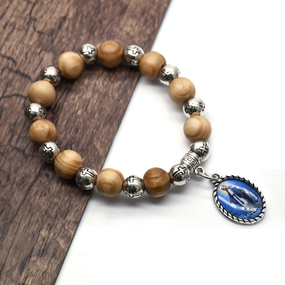 Virgin Mary Pendant Pine Wood Rosary - Virgin Mary - image 1
