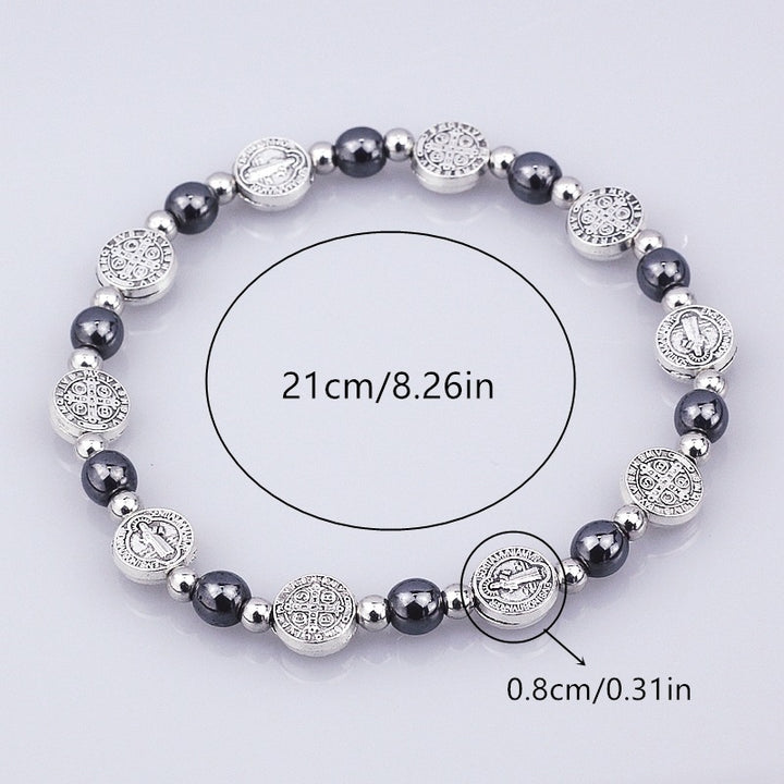 Christianartworkshop Black Gallstone St. Benedict Rosary Bracelet - image 3