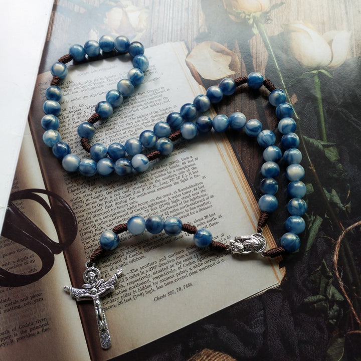 Blue Beads Hand-Woven Crucifix Rosary - image 3