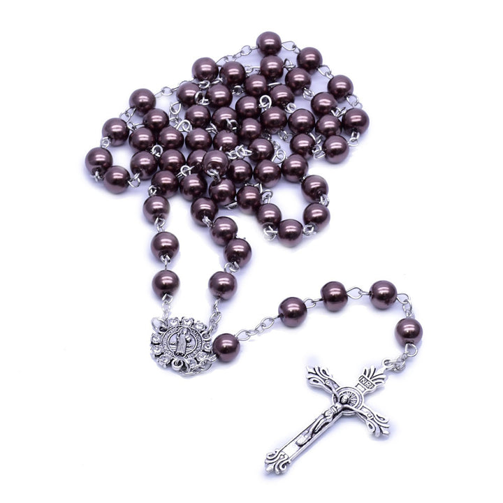Brown Pearl Catholic Blessing Rosary  - image 5