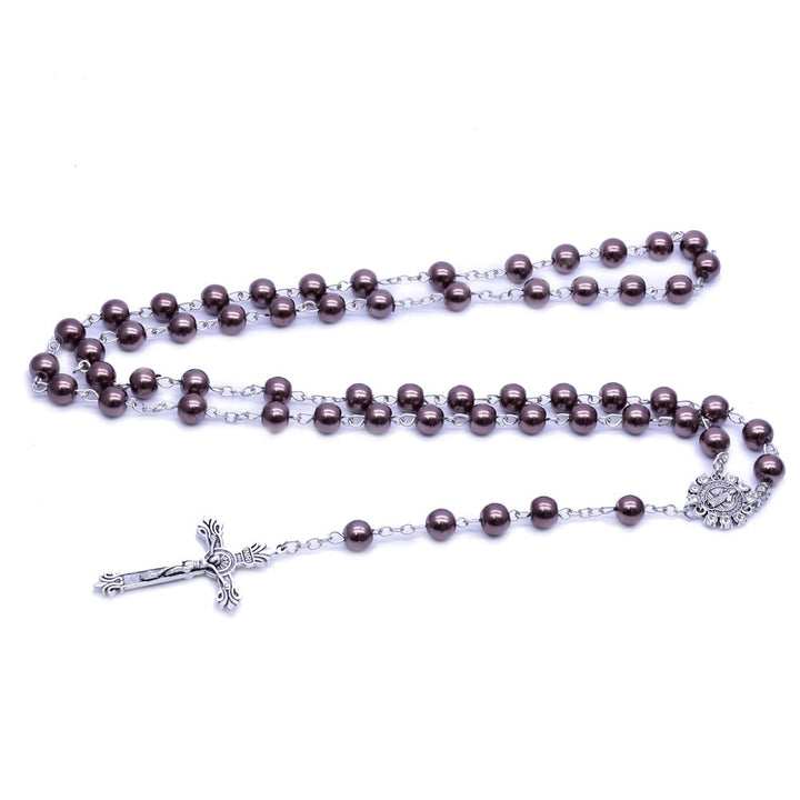 Brown Pearl Catholic Blessing Rosary  - image 3