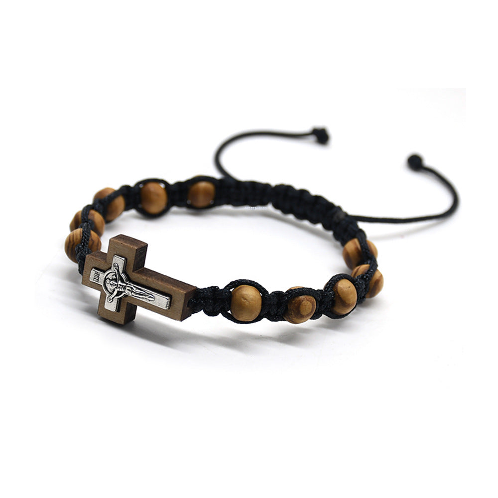 Christianartworkshop Crucifix Pine Beads Woven Rosary Bracelet - image 4