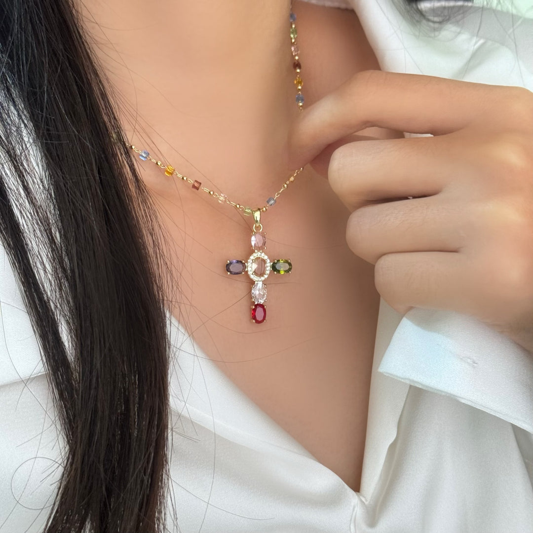 Christianartworkshop Bible 12 Gemstones Cross Pendant Necklace - 12 Stones - image 1