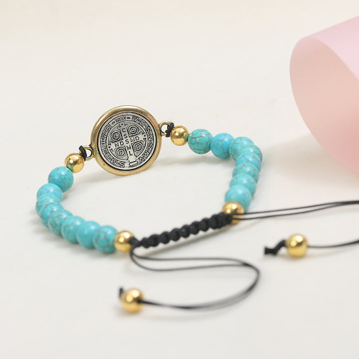 Christianartworkshop Turquoise St. Benedict Prayer Blessing Beaded Bracelet - image 2