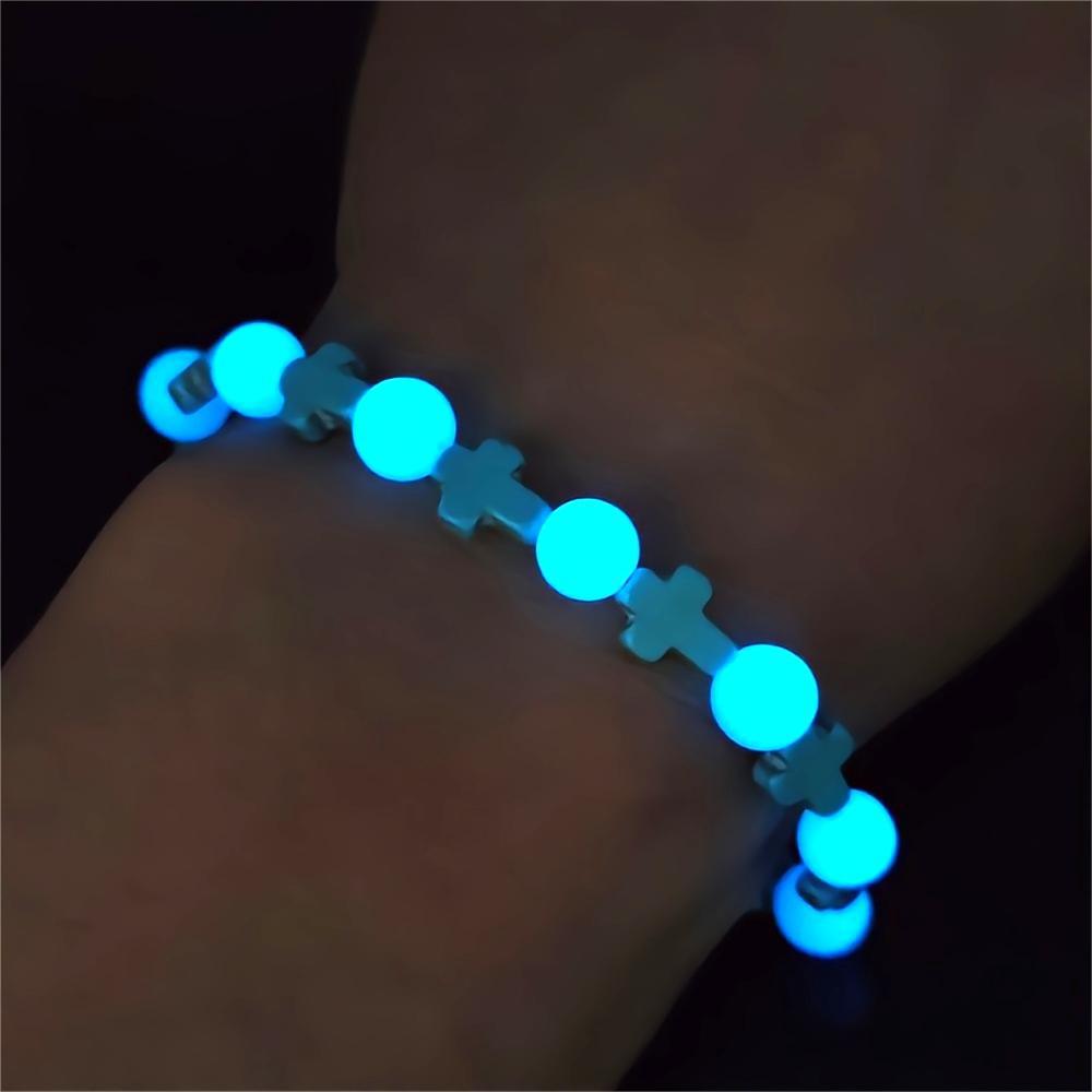 Christianartworkshop Turquoise Cross with Luminous Pearls Bracelet - image 2