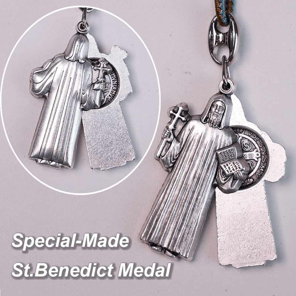 Olive Wood Pocket Rosary with Special-Made Saint Benedict Medal & Crucifix - image 3