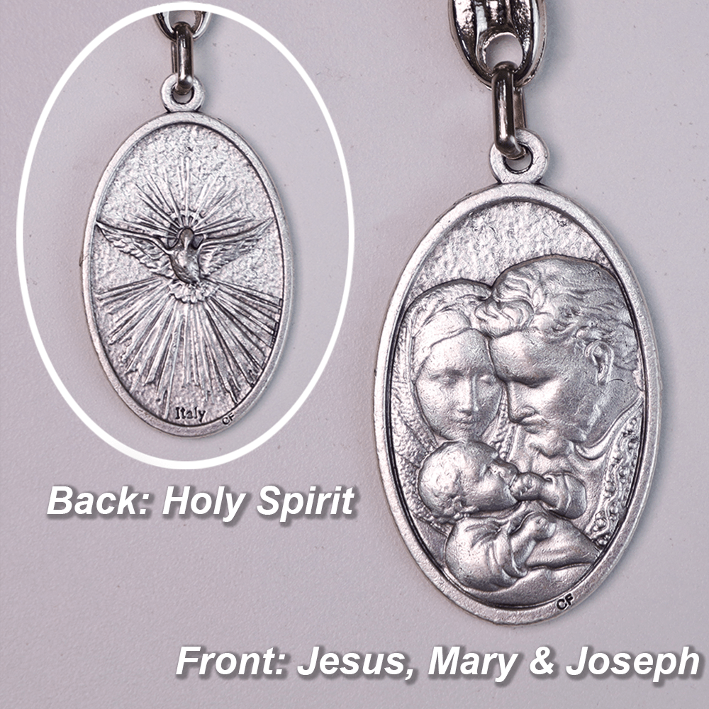 Mary Joseph with Baby Jesus Medal & Holy Trinity Cross Olive Wood Pocket Rosary - image 3