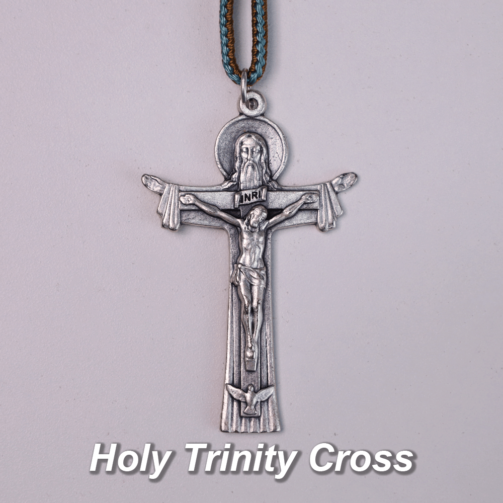 Mary Joseph with Baby Jesus Medal & Holy Trinity Cross Olive Wood Pocket Rosary - image 2