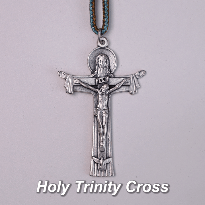 Mary Joseph with Baby Jesus Medal & Holy Trinity Cross Olive Wood Pocket Rosary - image 2