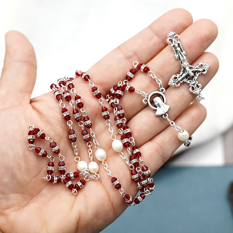 Christianartworkshop Alloy & Crystal Prayer Single Decade Rosary - Wine - image 1