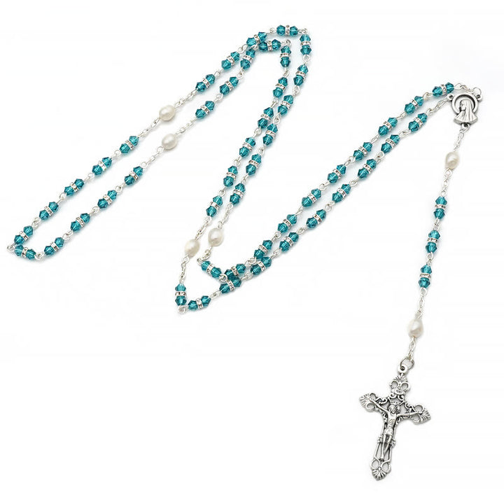 Christianartworkshop Alloy & Crystal Prayer Single Decade Rosary - Lake Blue - image 3