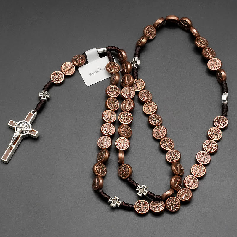 Christianartworkshop St. Benedict Rope a Decade Rosary for Exorcism/Praying (4 colors) - Crucifix-bronze - image 2