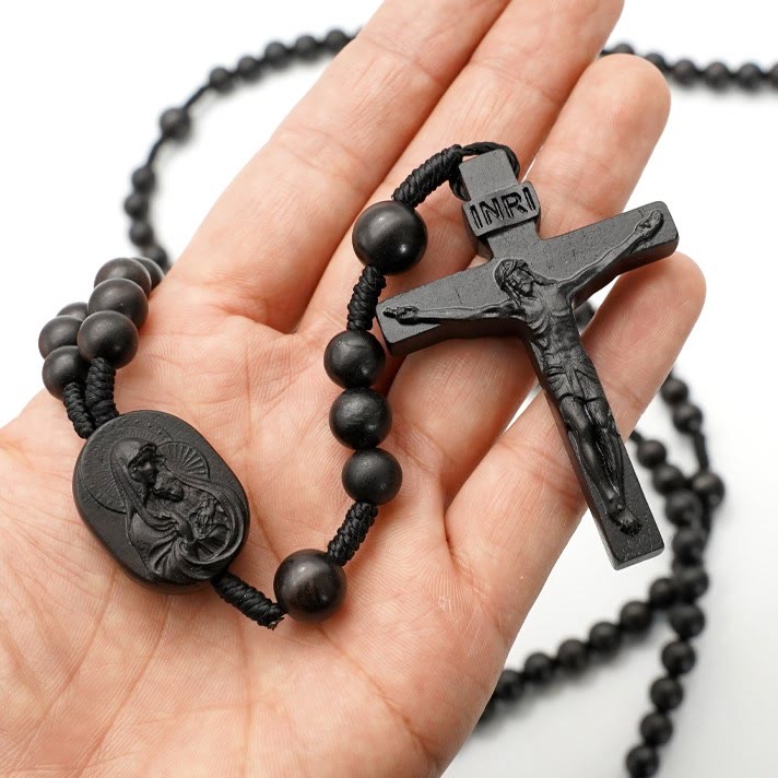 Christianartworkshop Olive Wood Beads Fifteen Decade Praying Rosary of the Blessed - image 2