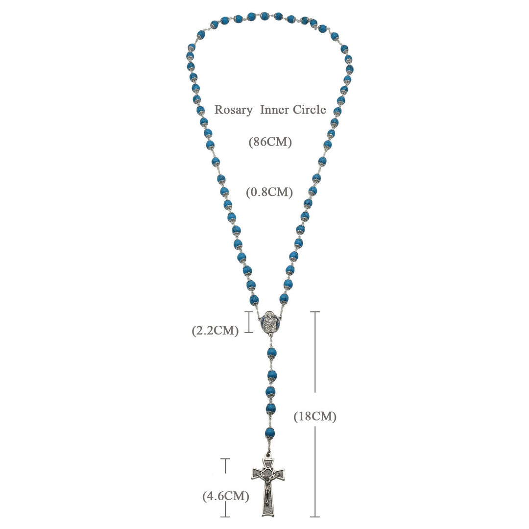 Christianartworkshop Blue Turquoise Christ Prayer Rosary with Mary & Baby Jesus Medal - image 5
