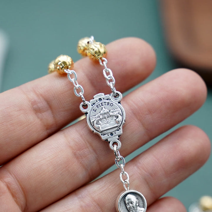 Christianartworkshop Handmade Alloy Gold Prayer Beads with Jesus Shepherd Crucifix  - image 4