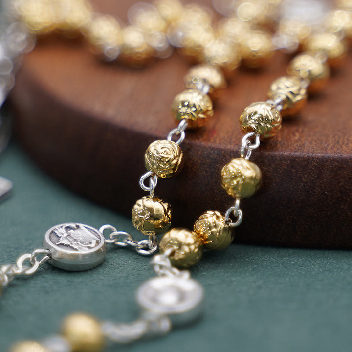 Christianartworkshop Handmade Alloy Gold Prayer Beads with Jesus Shepherd Crucifix  - image 5