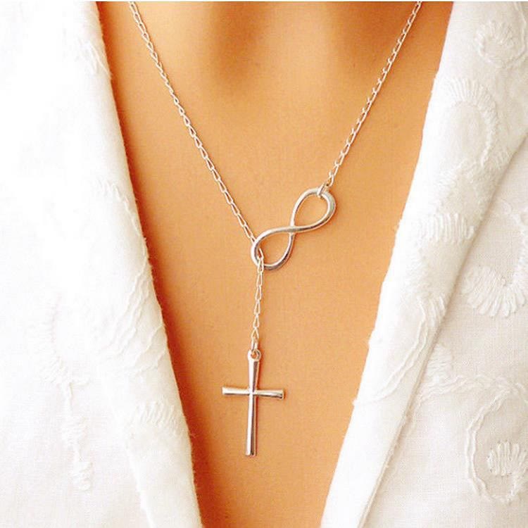 Christianartworkshop Eternal Infinity Symbol & Cross Silver Necklace - Silver - image 1