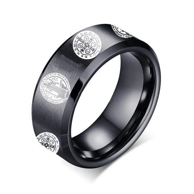 Christianartworkshop Religion St. Benedict Titanium Ring - US12 - Black - image 4