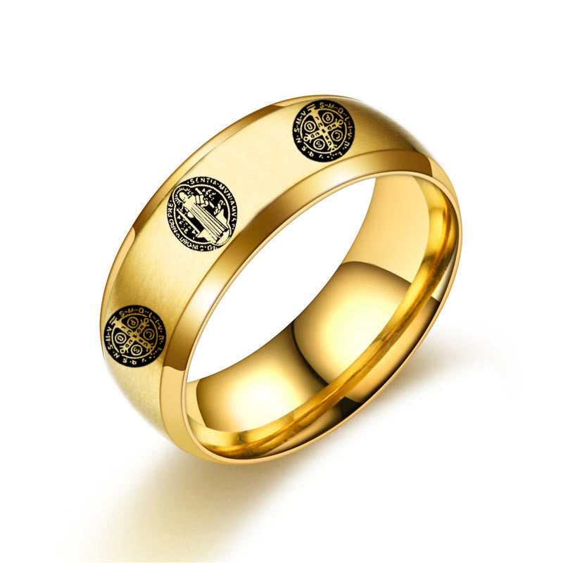 Christianartworkshop Religion St. Benedict Titanium Ring - US12 - Golden - image 5