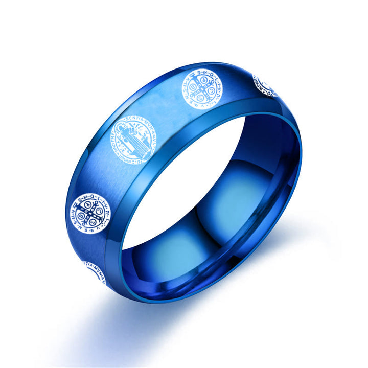 Christianartworkshop Religion St. Benedict Titanium Ring - US12 - Blue - image 6
