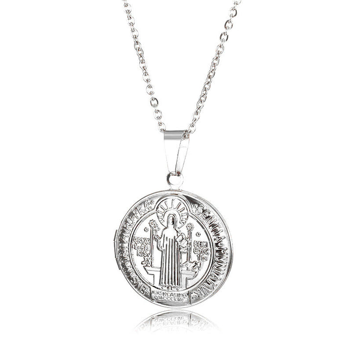 Christianartworkshop Classic St. Benedict Pendant Titanium Necklace - Silver - image 8