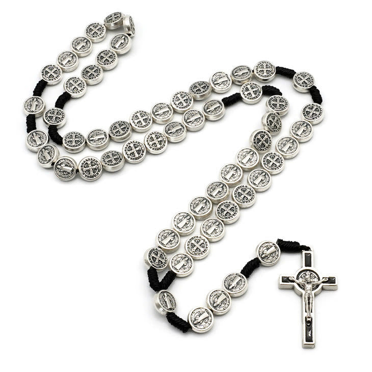 Christianartworkshop St. Benedict Alloy Hand-woven Rosary with Crucifix - Black - image 5