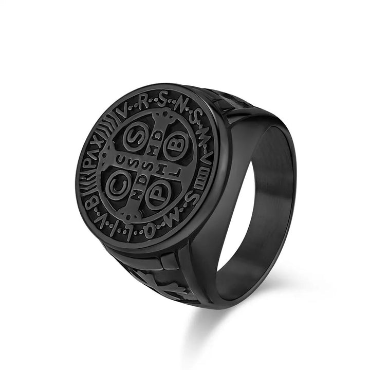 Christianartworkshop St. Benedict the Protector Titanium Ring - US6 - Black - image 10