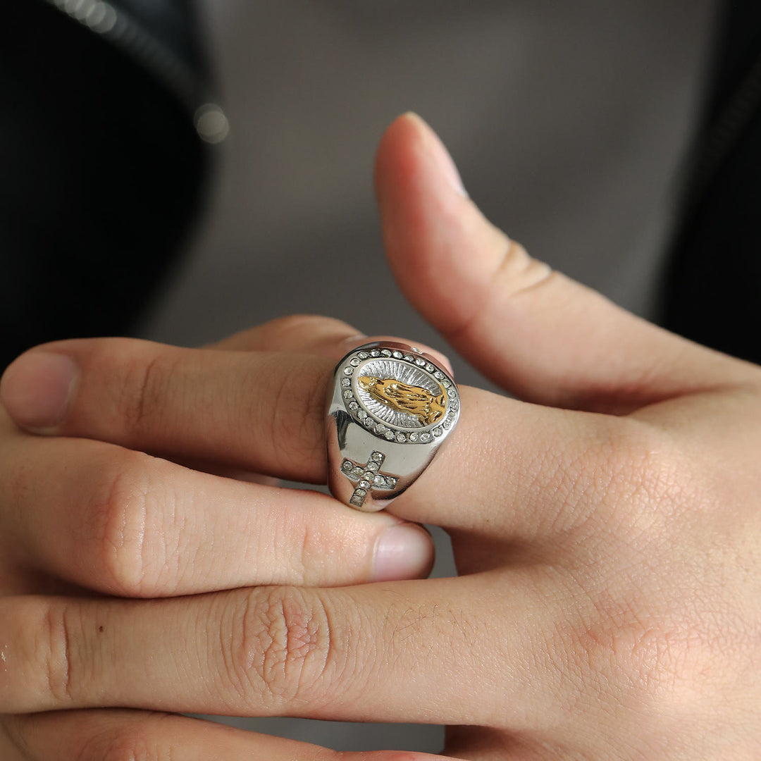 Christianartworkshop Virgin Mary Stainless Steel Ring Cross Sign Catholic Rings for Religious Jewelry - image 12