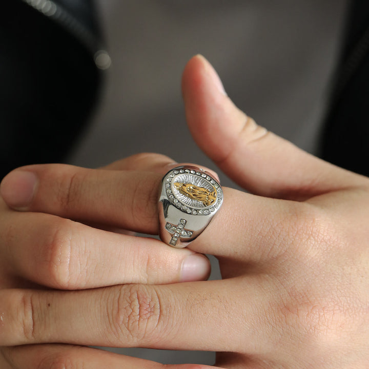 Christianartworkshop Virgin Mary Stainless Steel Ring Cross Sign Catholic Rings for Religious Jewelry - image 12