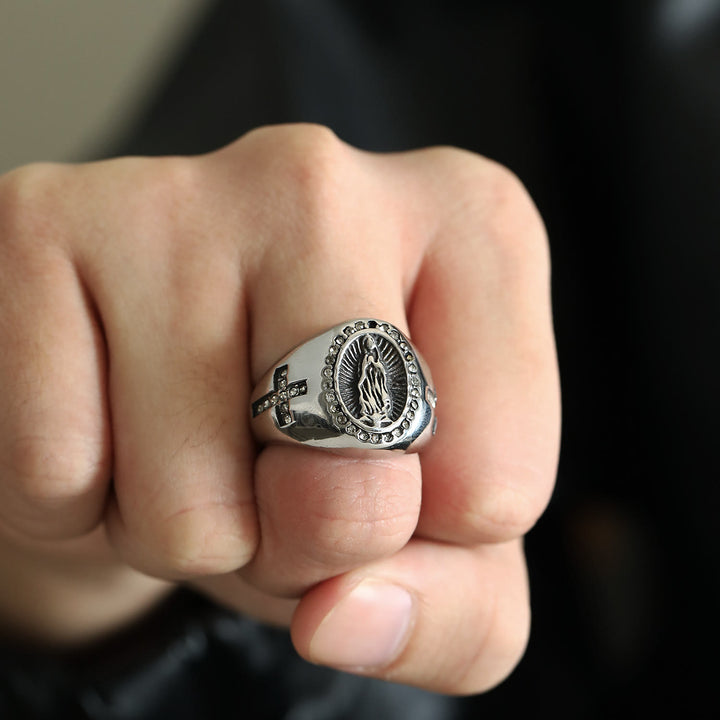 Christianartworkshop Virgin Mary Stainless Steel Ring Cross Sign Catholic Rings for Religious Jewelry - image 8