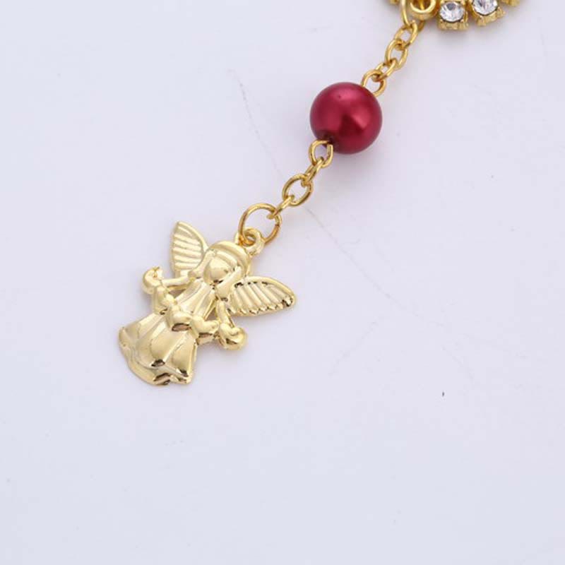 8mm Golden Angel Charm Jesus Rosary Bracelet - image 3