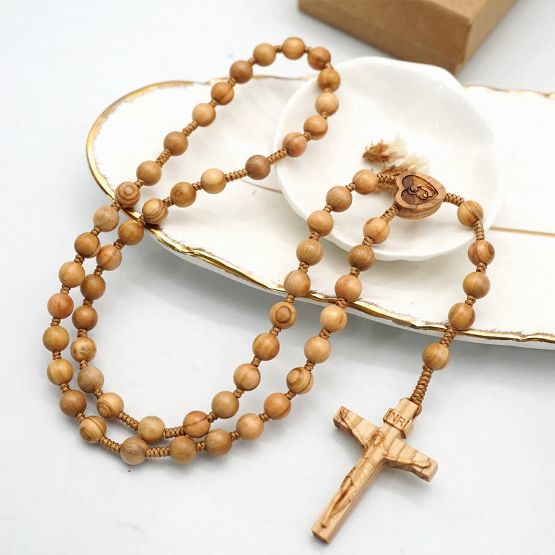 Christianartworkshop Handmade Olive Wood Quality Praying Rosary - 8mm Olive Beads - image 1