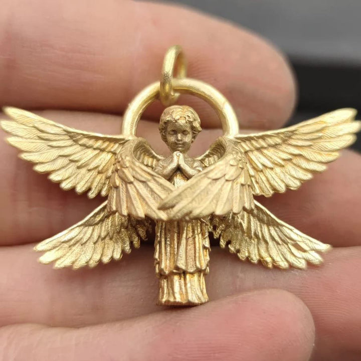 Christianartworkshop Praying Angel Wing Pendant Good Luck Necklace - Golden - image 7