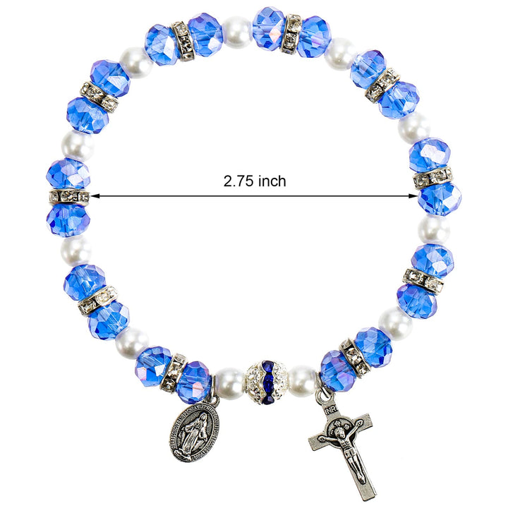 Crystal Beads Stretch Bracelet with Crucifix and Miraculous Medal - image 6