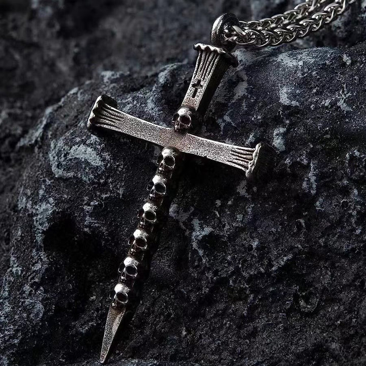 Christianartworkshop Titanium Steel Skull Nail Cross Pendant Necklace - image 3
