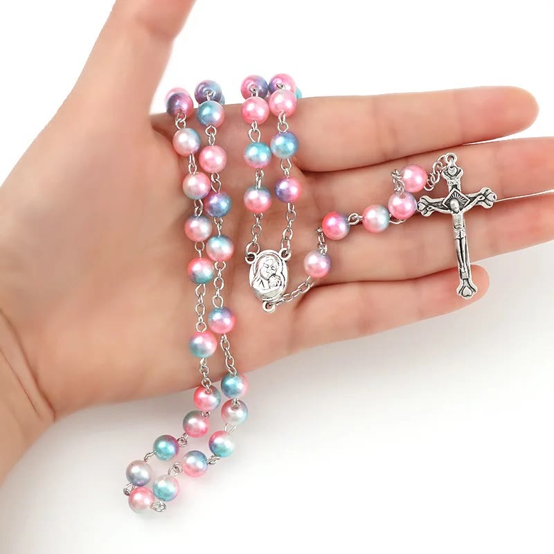 Christianartworkshop Two-color Plastic Crucifix Rosary - image 5