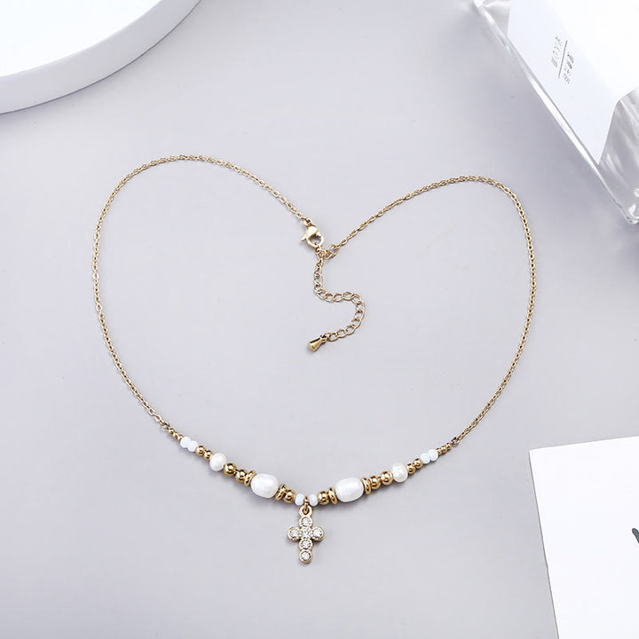 Christianartworkshop Freshwater Pearl Cross Necklace - image 4