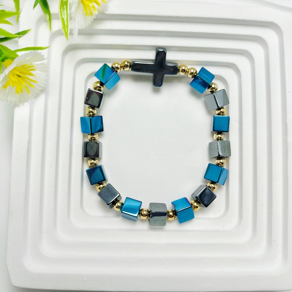 Cross Dazzle Black Sparkle Bracelet - Lake Blue - image 3