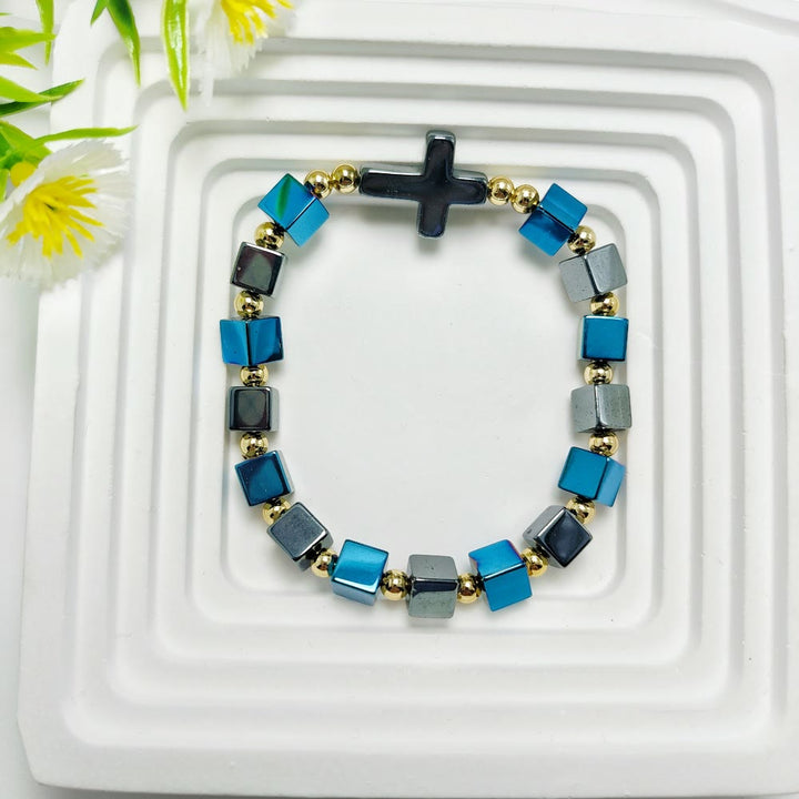 Cross Dazzle Black Sparkle Bracelet - Lake Blue - image 3
