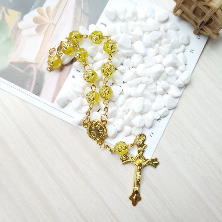 Golden Rose Beads Prayer a Decade Rosary Bracelet - image 5