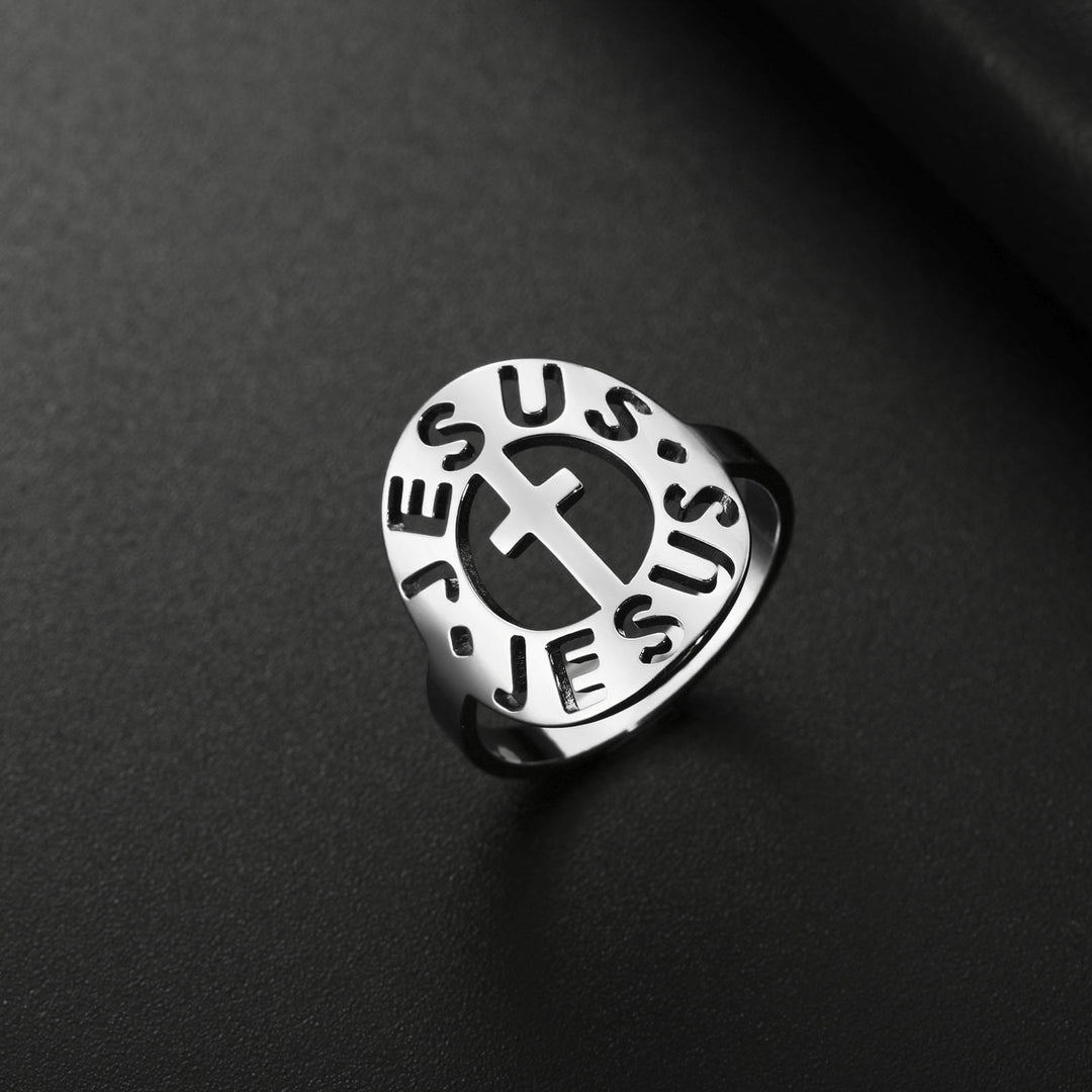 Christianartworkshop Cross with "JESUS"Amulet Stainless Steel Ring - US 11 - Silver - image 3