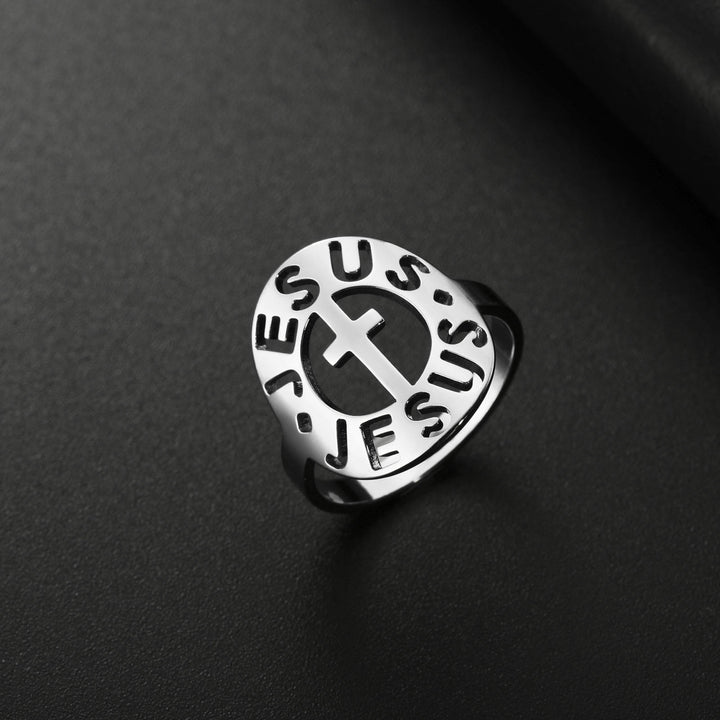 Christianartworkshop Cross with "JESUS"Amulet Stainless Steel Ring - US11 - Silver - image 4